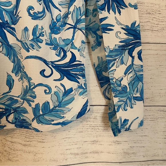 ICIKULS Blue Birds of Paradise Long Sleeve Mock Golf Shirt. - Picture 5 of 6